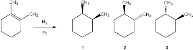 What is (are)  the major organic product(s)  obtained from the following reaction?   A)  only 1 B)  only 2 C)  only 3 D)  only 2 and 3