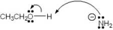 Which of the following terms describes the role of ethanol in the acid-base reaction shown?   A)  Brønsted-Lowry acid B)  Brønsted-Lowry base C)  Lewis acid D)  Lewis base