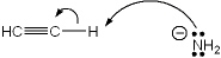 Which of the following terms describes the role of ethyne in the acid-base reaction shown?   A)  Brønsted-Lowry acid B)  Brønsted-Lowry base C)  Lewis acid D)  Lewis base
