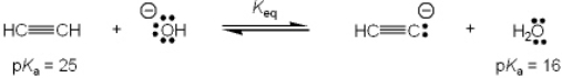 What is the value of the equilibrium constant, K<sub>eq</sub>, for the following reaction?   A)  10<sup>9</sup> B)  10<sup>-9</sup> C)  9 D)  (<sup>1</sup>/<sub>9</sub>) 