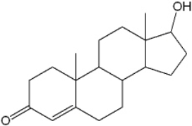 How many stereogenic centers are there in the following molecule (the naturally occurring stereoisomer is the male hormone testosterone) ?   A)  Three B)  Four C)  Six D)  Seven