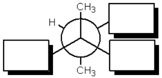 Complete the following Newman projection so that it represents (2R,3S)-2,3-butanediol.   