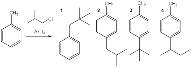 What is the major organic product obtained from the following reaction?   A)  1 B)  2 C)  3 D)  4