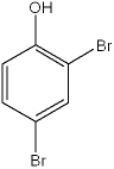 What is the IUPAC name of the following compound?   A)  2,4-dibromotoluene B)  2,4-dibromophenol C)  2,4-dibromohydroxybenzene D)  4,6-dibromophenol
