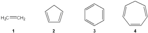 Which of the following molecules is the most acidic?   A)  1 B)  2 C)  3 D)  4