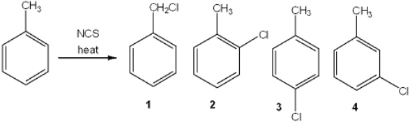 What is the major organic product obtained from the following reaction?   A)  1 B)  2 C)  3 D)  4