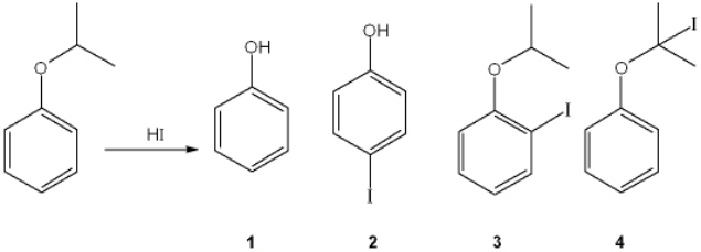 What is the major organic product obtained from the following reaction?   A)  1 B)  2 C)  3 D)  4