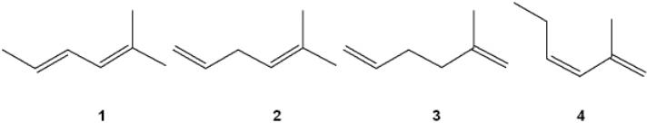 Which of the following alkenes undergoes the least exothermic hydrogenation upon treatment with H<sub>2</sub>/Pd   A)  1 B)  2 C)  3 D)  4