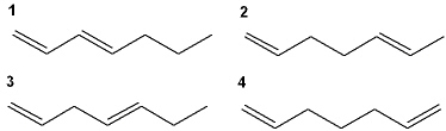 Which of the following has the highest value of l<sub>max</sub> in the ultraviolet-visible spectrum?   A)  1 B)  2 C)  3 D)  4