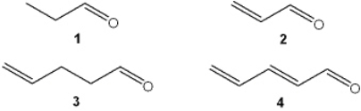 Which of the following has the highest value of l<sub>max</sub> in the ultraviolet-visible spectrum?   A)  1 B)  2 C)  3 D)  4