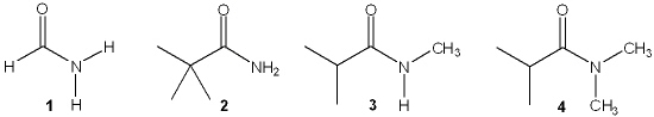  Which of the following compounds is a 2 \degree  amide?   A)  1 B)  2 C)  3 D)  4 
