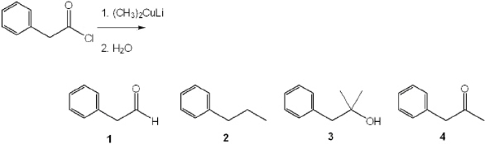 What is the major organic product obtained from the following reaction?   A)  1 B)  2 C)  3 D)  4