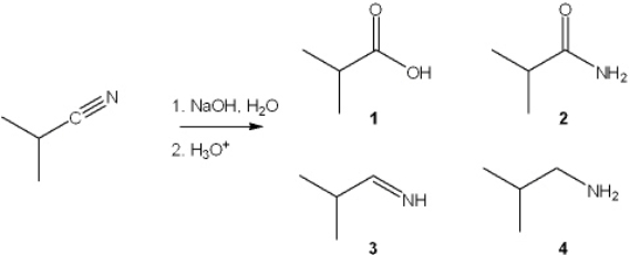 What is the major organic product obtained from the following reaction?   A)  1 B)  2 C)  3 D)  4