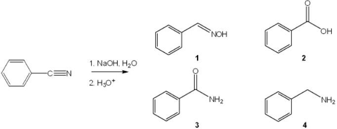 What is the major organic product obtained from the following reaction?   A)  1 B)  2 C)  3 D)  4