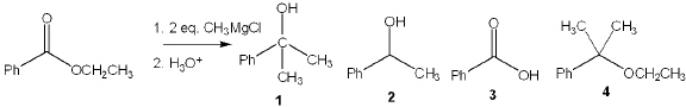 What is the major organic product obtained from the following reaction?   A)  1 B)  2 C)  3 D)  4