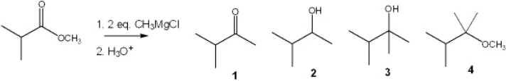 What is the major organic product obtained from the following reaction?   A)  1 B)  2 C)  3 D)  4