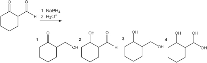 What is the major organic product obtained from the following reaction?   A)  1 B)  2 C)  3 D)  4