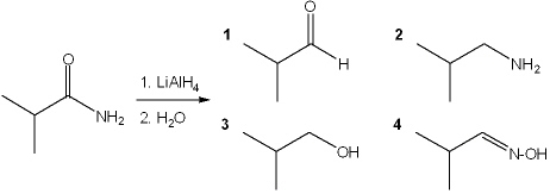What is the major organic product obtained from the following reaction?   A)  1 B)  2 C)  3 D)  4
