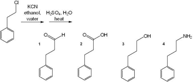 What is the major organic product obtained from the following reaction?   A)  1 B)  2 C)  3 D)  4