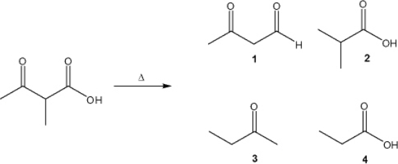 What is the major organic product obtained from the following reaction?   A)  1 B)  2 C)  3 D)  4