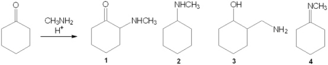 What is the major organic product obtained from the following reaction?   A)  1 B)  2 C)  3 D)  4