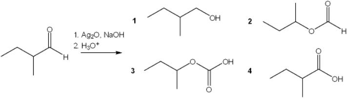 What is the major organic product obtained from the following reaction?   A)  1 B)  2 C)  3 D)  4