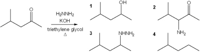What is the major organic product obtained from the following reaction?   A)  1 B)  2 C)  3 D)  4