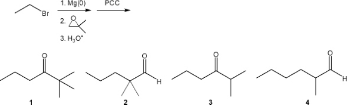 What is the major organic product obtained from the following sequence of reactions?   A)  1 B)  2 C)  3 D)  4