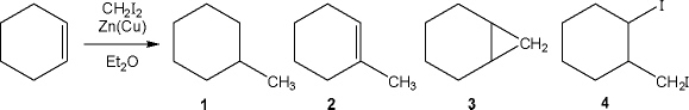 What is the major organic product obtained from the following reaction?   A)  1 B)  2 C)  3 D)  4