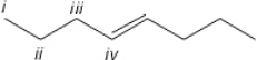 Which of the carbon atoms in the molecule appears furthest downfield in the <sup>13</sup>C NMR spectrum?   A)  i B)  ii C)  iii D)  iv