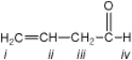 Which of the protons in the following molecule appear at the highest d-value in the <sup>1</sup>H NMR spectrum?   A)  i B)  ii C)  iii D)  iv