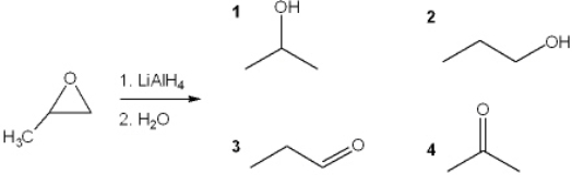What is the major organic product obtained from the following reaction?   A)  1 B)  2 C)  3 D)  4