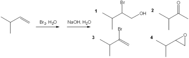 What is the major organic product obtained from the following sequence of reactions?   A)  1 B)  2 C)  3 D)  4