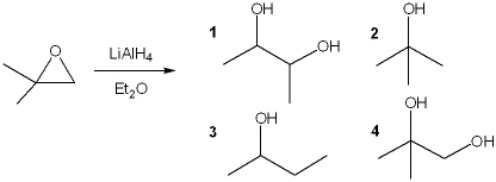 What is the major organic product obtained from the following reaction?   A)  1 B)  2 C)  3 D)  4