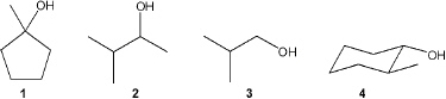  Which of the following is/are secondary (2 \degree )  alcohols?   A)  only 1 B)  only 3 C)  only 2 and 4 D)  1, 2, 3 and 4 