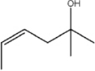 What is the IUPAC name of the following compound?   A)  (E) -5-methyl-2-hexen-5-ol B)  (Z) -5-methyl-2-hexen-5-ol C)  (E) -2-methyl-4-hexen-2-ol D)  (Z) -2-methyl-4-hexen-2-ol