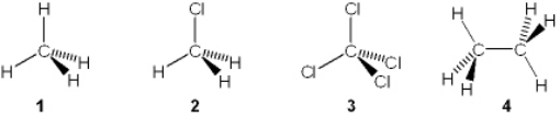 Which of the following molecules has a molecular dipole?   A)  1 B)  2 C)  3 D)  4