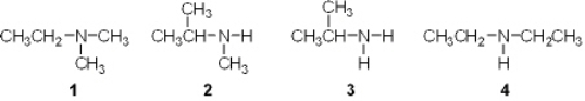  Which of the following is a primary (1 \degree )  amine?   A)  1 B)  2 C)  3 D)  4 