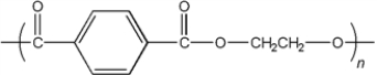 What is the name of the following polymer?   A)  poly(ethylene terephthalamide)  B)  poly(ethylene terephthalate)  C)  poly(ethylene succinate)  D)  poly(ethylene phenylate) 