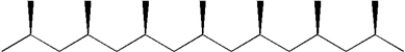 Which term describes the arrangement of substituents on the segment of polypropylene shown below?   A)  atactic B)  isotactic C)  syndiotactic D)  stereoirregular