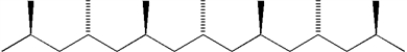 Which term describes the arrangement of substituents on the segment of polypropylene shown below?   A)  atactic B)  isotactic C)  syndiotactic D)  stereoirregular