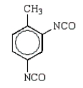 2,4-Toluene diisocyanate is a very important chemical in the synthesis of polyurethanes used in foam pillows and freezer insulation and has the following structure.  
