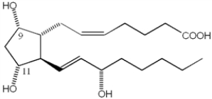 What is the R/S configuration of C-9 and C-11 of prostaglandin F<sub>2</sub><sub>α</sub>?   A)  9R,11R B)  9R,11S C)  9S,11R D)  9S,11S