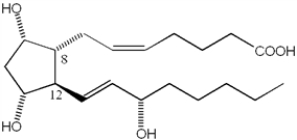 What is the R/S configuration of C-8 and C-12 of prostaglandin F<sub>2</sub><sub>α</sub>?   A)  8R,12R B)  8R,12S C)  8S,12R D)  8S,12S