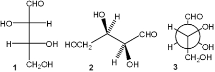 Which of the following structures represent the same carbohydrate?   A)  only 1 and 2 B)  only 1 and 3 C)  only 2 and 3 D)  1, 2 and 3