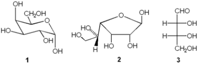 Which of the following represents a pyranose?   A)  only 1 B)  only 2 C)  only 3 D)  only 1 and 2