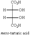Oxidation of optically active D-erythrose with nitric acid produces optically inactive meso-tartaric acid (below).   The structure of D-erythrose is shown below.  
