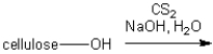 The textile rayon is produced by treatment of cellulose with carbon disulfide in aqueous sodium hydroxide. What type of functional group is introduced on the cellulose under these conditions?  