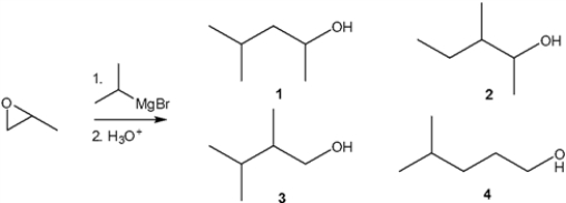 What is the major organic product obtained from the following reaction?   A)  1 B)  2 C)  3 D)  4