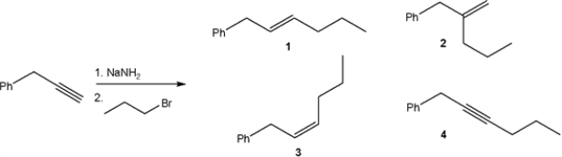 What is the major organic product obtained from the following reaction?   A)  1 B)  2 C)  3 D)  4